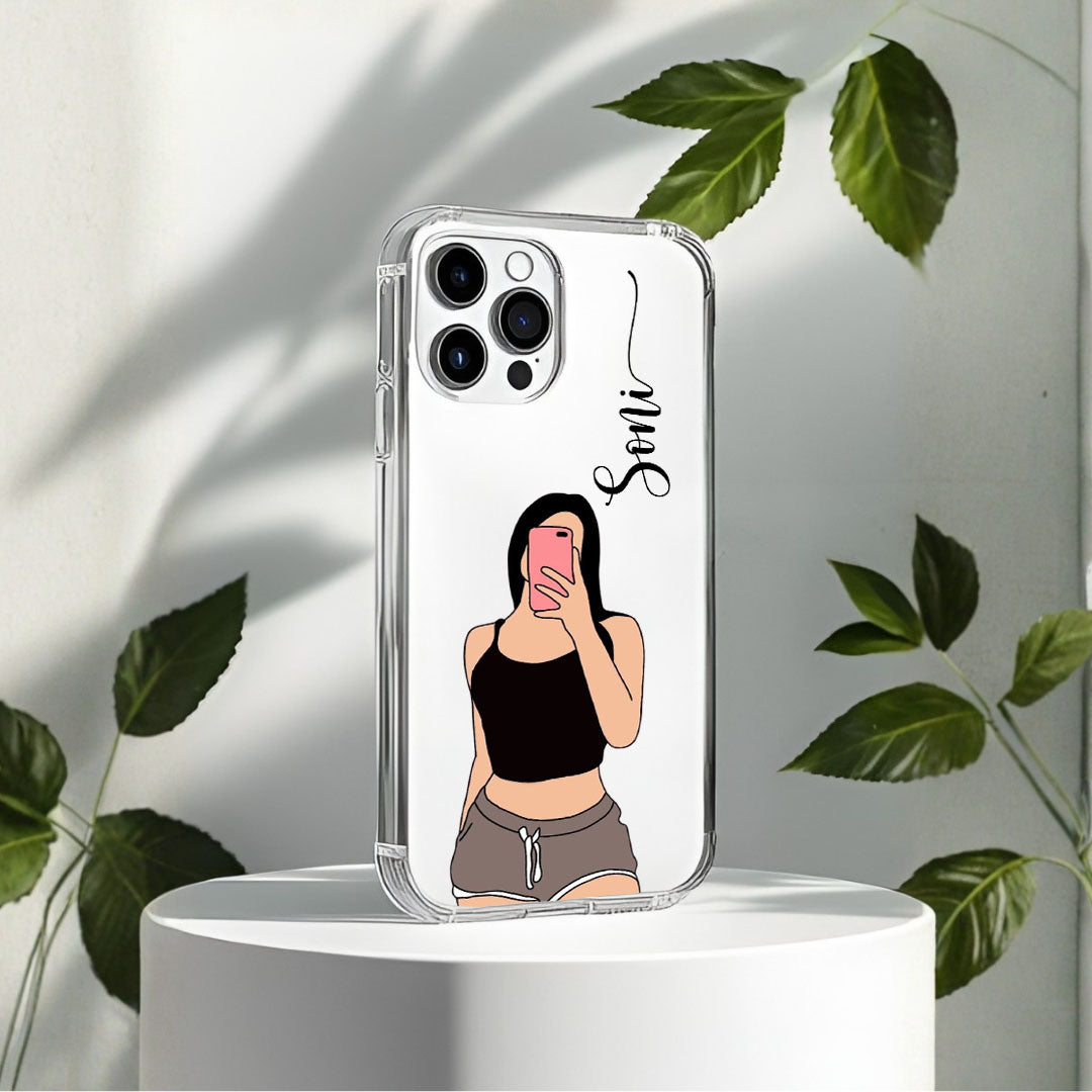 Cute Selfie Girl Customized Transparent Silicon Case Design 12