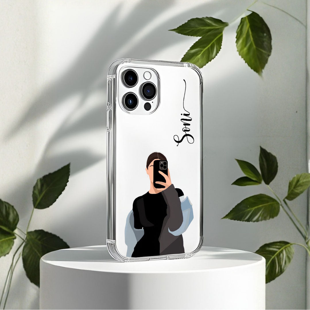 Cute Selfie Girl Customized Transparent Silicon Case Design 18