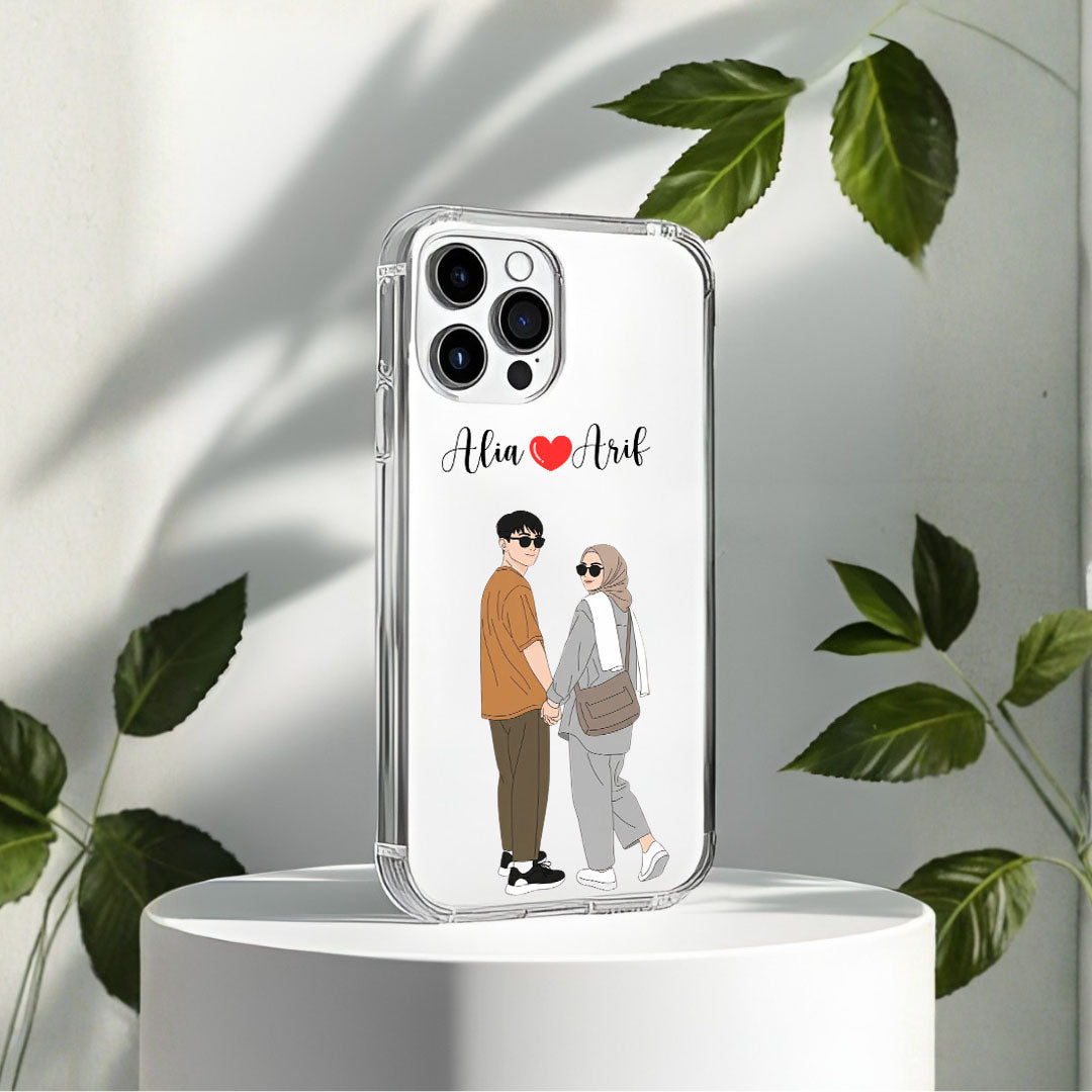 Cute Couple with Heart art in Name Case Design 14