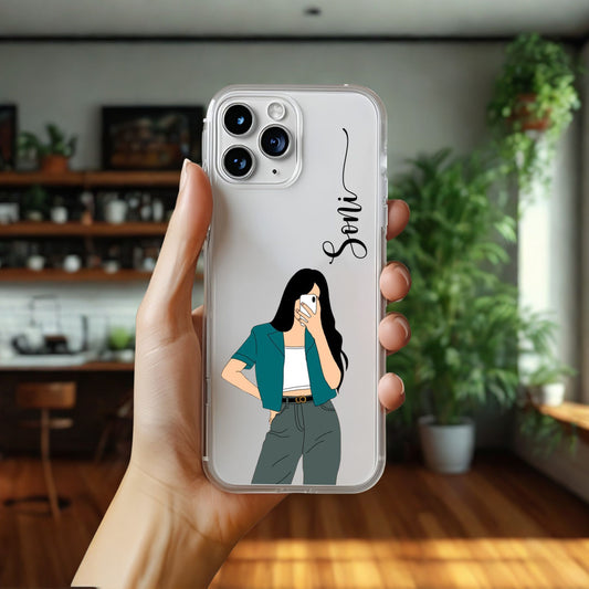 Cute Selfie Girl Customized Transparent Silicon Case Design 10