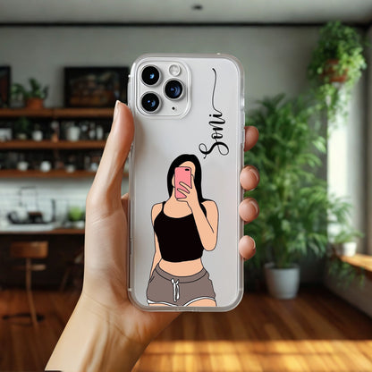 Cute Selfie Girl Customized Transparent Silicon Case Design 12