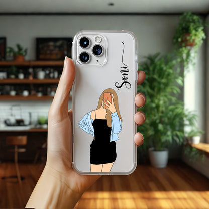 Cute Selfie Girl Customized Transparent Silicon Case Design 14