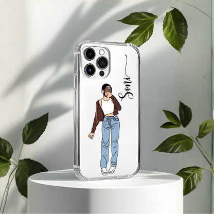 Cute Selfie Girl Customized Transparent Silicon Case Design 15