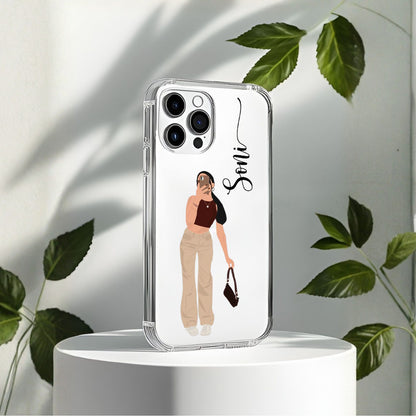 Cute Selfie Girl Customized Transparent Silicon Case Design 16