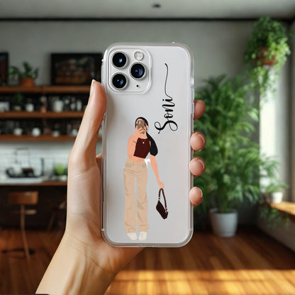 Cute Selfie Girl Customized Transparent Silicon Case Design 16