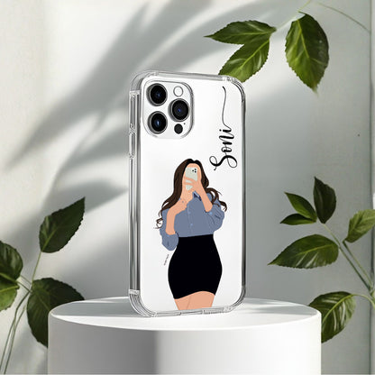 Cute Selfie Girl Customized Transparent Silicon Case Design 17