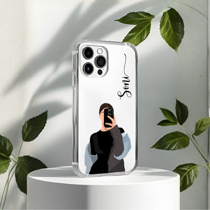 Cute Selfie Girl Customized Transparent Silicon Case Design 18