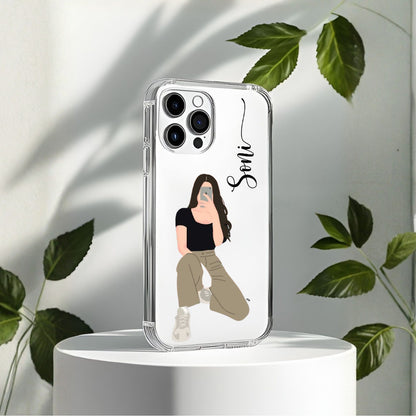 Cute Selfie Girl Customized Transparent Silicon Case Design 19