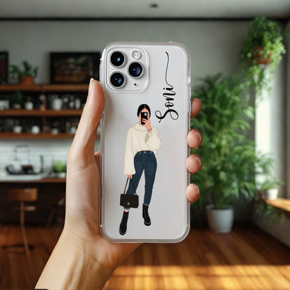 Cute Selfie Girl Customized Transparent Silicon Case Design 1