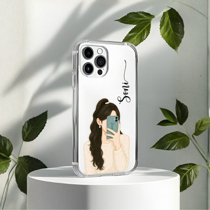 Cute Selfie Girl Customized Transparent Silicon Case Design 20