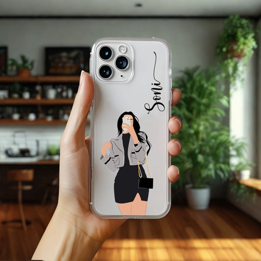 Cute Selfie Girl Customized Transparent Silicon Case Design 2
