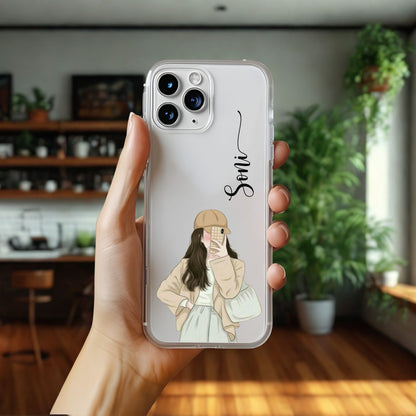 Cute Selfie Girl Customized Transparent Silicon Case Design 3