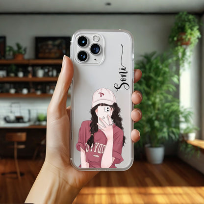 Cute Selfie Girl Customized Transparent Silicon Case Design 4