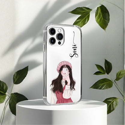 Cute Selfie Girl Customized Transparent Silicon Case Design 5