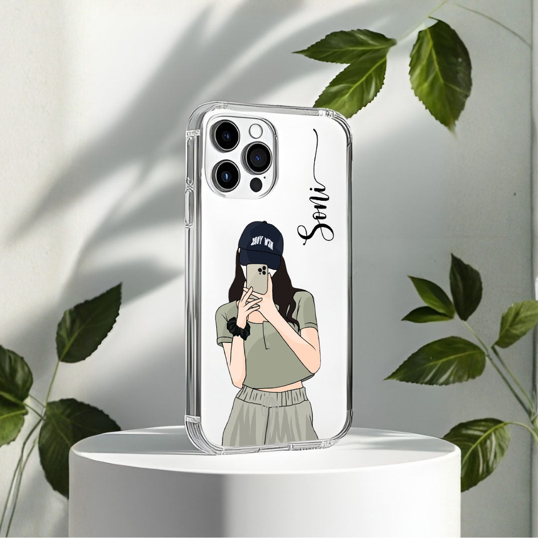 Cute Selfie Girl Customized Transparent Silicon Case Design 6