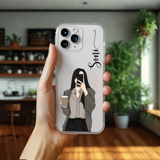 Cute Selfie Girl Customized Transparent Silicon Case Design 7