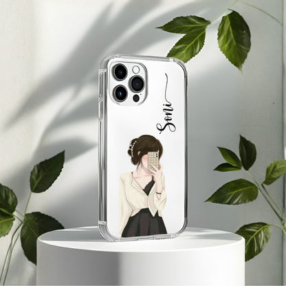 Cute Selfie Girl Customized Transparent Silicon Case Design 8