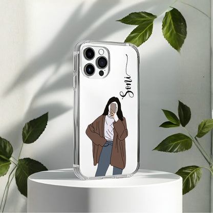 Cute Selfie Girl Customized Transparent Silicon Case Design 9