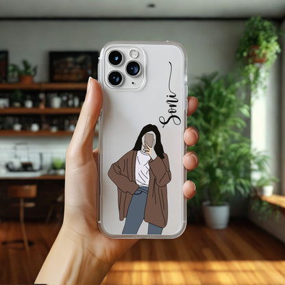 Cute Selfie Girl Customized Transparent Silicon Case Design 9
