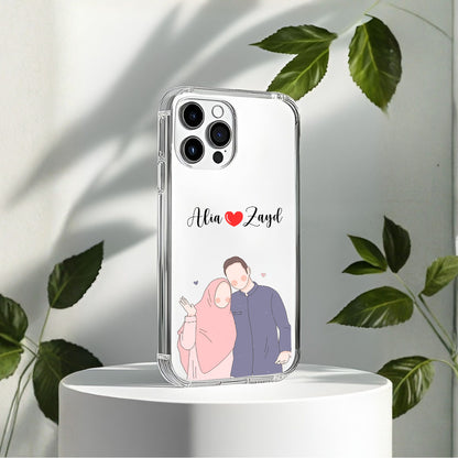 Cute Couple with Heart art in Name Case Design 10
