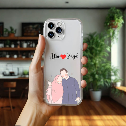 Cute Couple with Heart art in Name Case Design 10