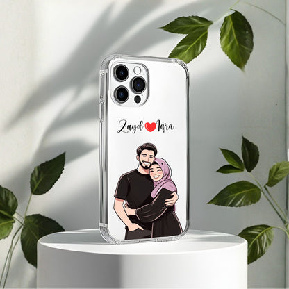 Cute Couple with Heart art in Name Case Design 11