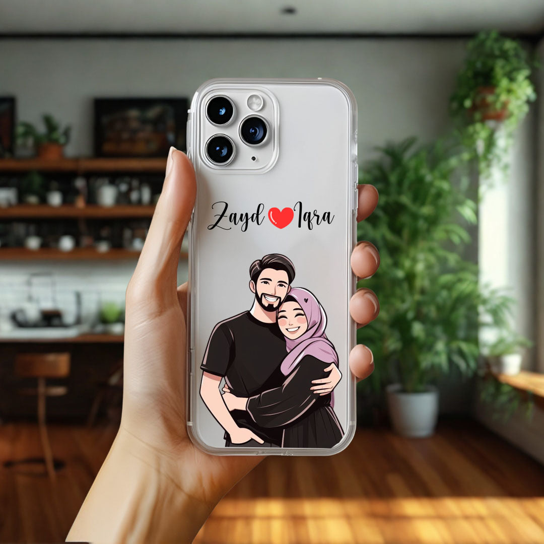Cute Couple with Heart art in Name Case Design 11