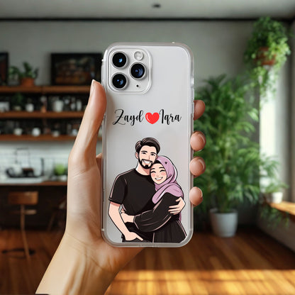 Cute Couple with Heart art in Name Case Design 11