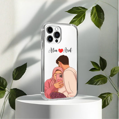 Cute Couple with Heart art in Name Case Design 12