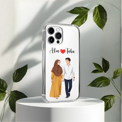 Cute Couple with Heart art in Name Case Design 13