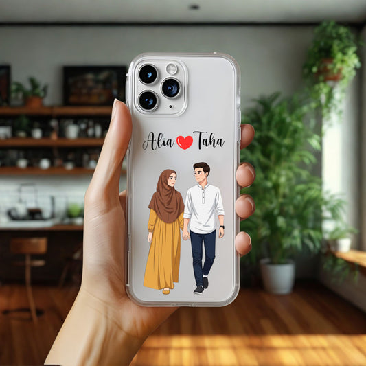 Cute Couple with Heart art in Name Case Design 13