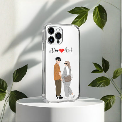 Cute Couple with Heart art in Name Case Design 14