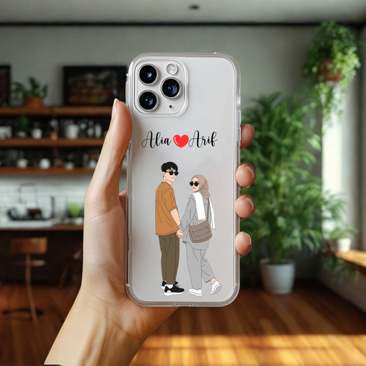 Cute Couple with Heart art in Name Case Design 14