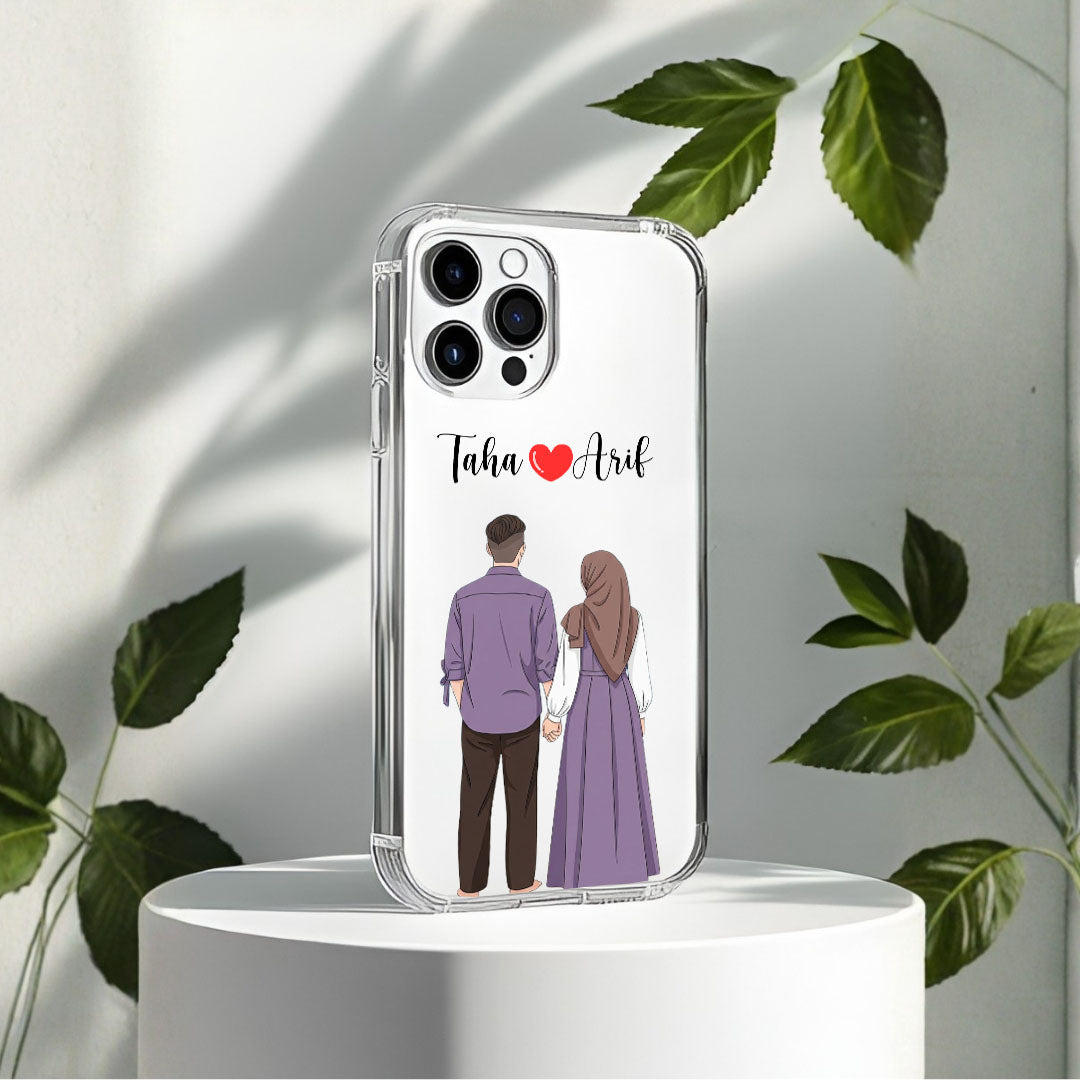 Cute Couple with Heart art in Name Case Design 15