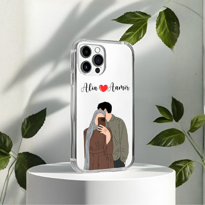 Cute Couple with Heart art in Name Case Design 2