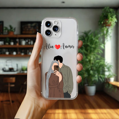 Cute Couple with Heart art in Name Case Design 2
