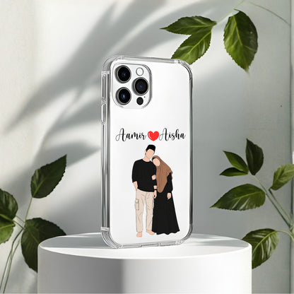 Cute Couple with Heart art in Name Case Design 3