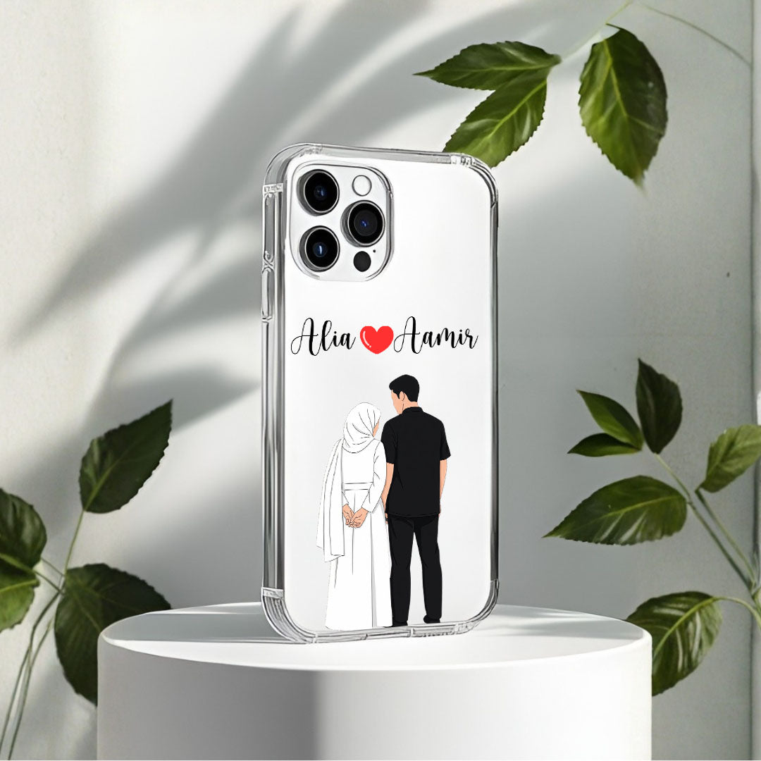 Cute Couple with Heart art in Name Case Design 5