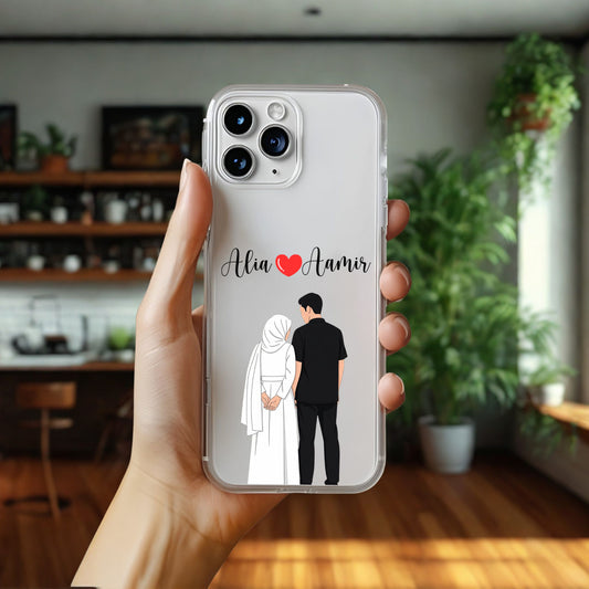 Cute Couple with Heart art in Name Case Design 5