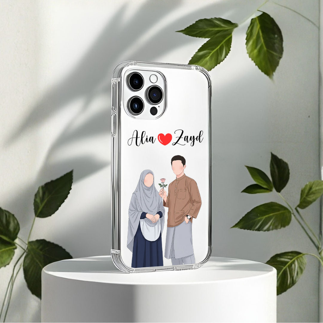 Cute Couple with Heart art in Name Case Design 6