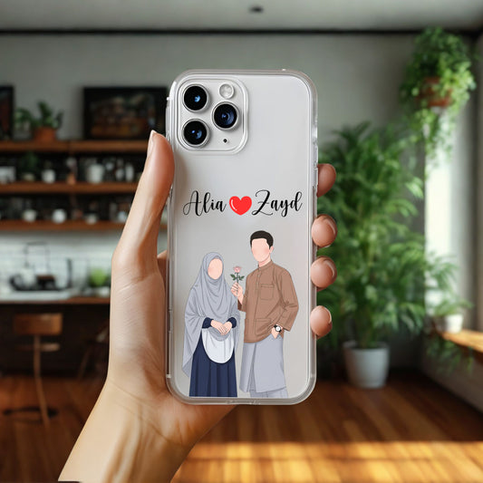 Cute Couple with Heart art in Name Case Design 6