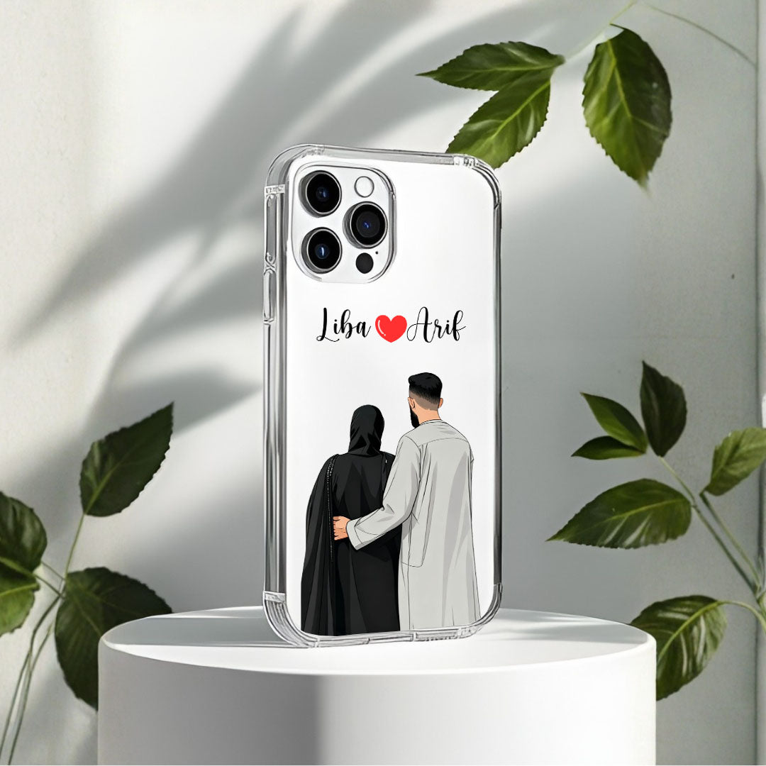 Cute Couple with Heart art in Name Case Design 7