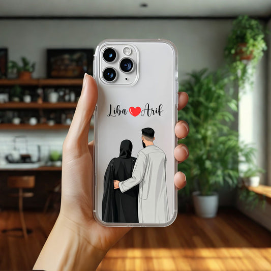 Cute Couple with Heart art in Name Case Design 7