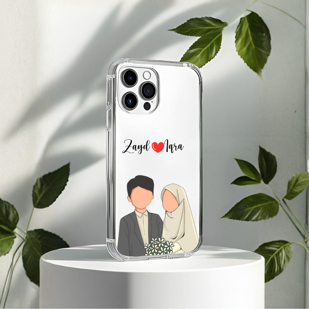 Cute Couple with Heart art in Name Case Design 8