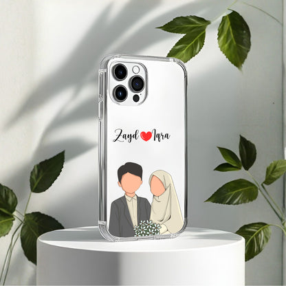 Cute Couple with Heart art in Name Case Design 8
