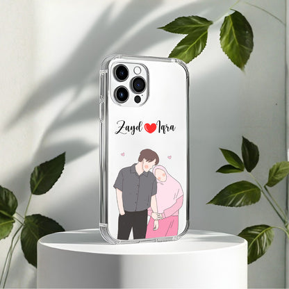 Cute Couple with Heart art in Name Case Design 9
