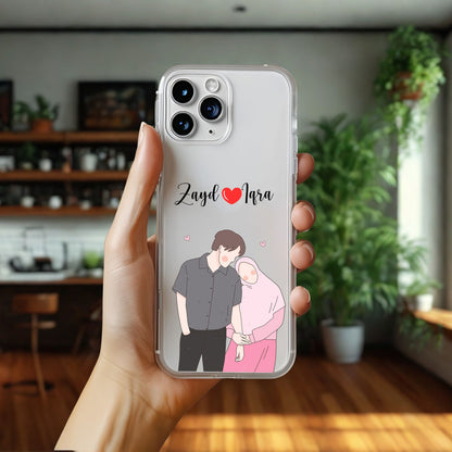 Cute Couple with Heart art in Name Case Design 9